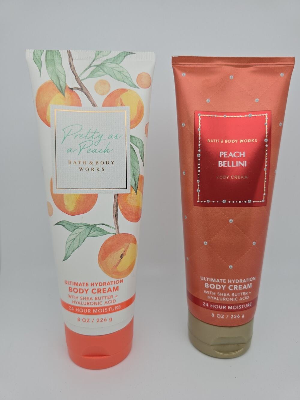 2 Pack Bath & Body Works Body Shea Cream PEACH BELLINI And Pretty As Peach